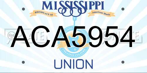 ACA5954 Mississippi License Plate