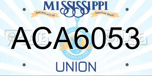 ACA6053 Mississippi License Plate