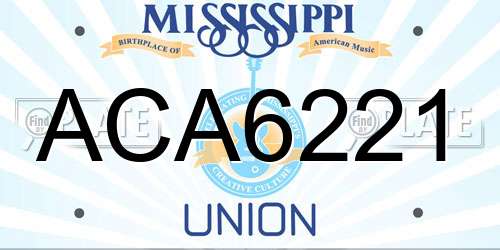 ACA6221 Mississippi License Plate