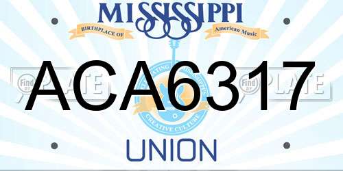 ACA6317 Mississippi License Plate