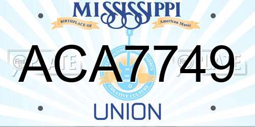 ACA7749 Mississippi License Plate