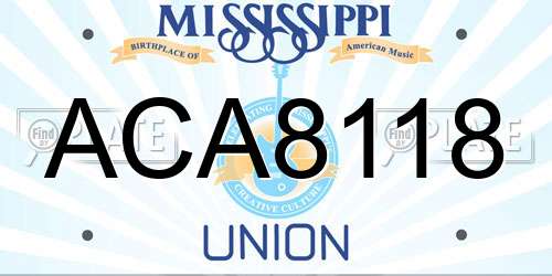 ACA8118 Mississippi License Plate