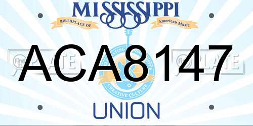 ACA8147 Mississippi License Plate