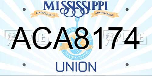 ACA8174 Mississippi License Plate