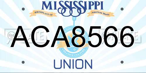 ACA8566 Mississippi License Plate