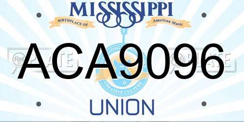 ACA9096 Mississippi License Plate