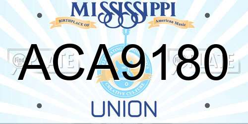 ACA9180 Mississippi License Plate