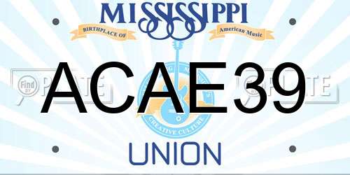 ACAE39 Mississippi License Plate