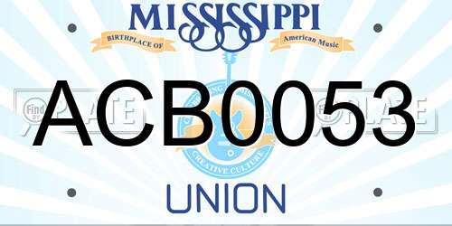 ACB0053 Mississippi License Plate