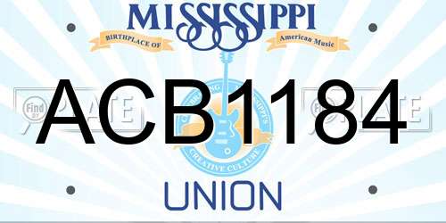 ACB1184 Mississippi License Plate