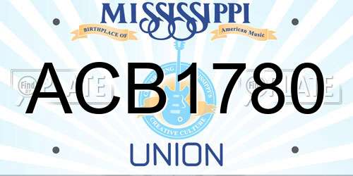 ACB1780 Mississippi License Plate