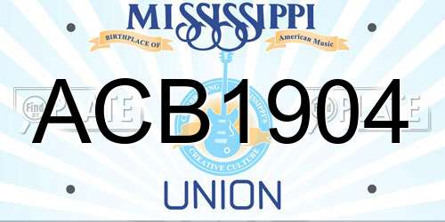 ACB1904 Mississippi License Plate