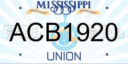 ACB1920 Mississippi License Plate