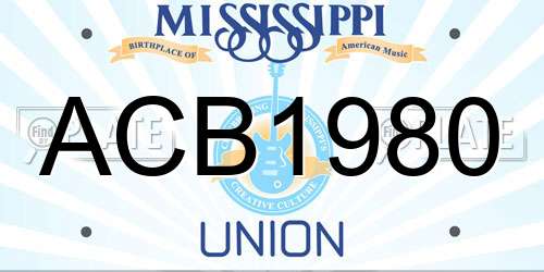 ACB1980 Mississippi License Plate