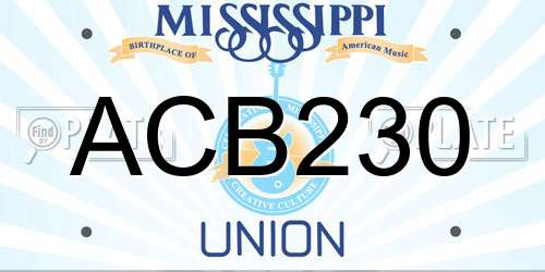 ACB230 Mississippi License Plate