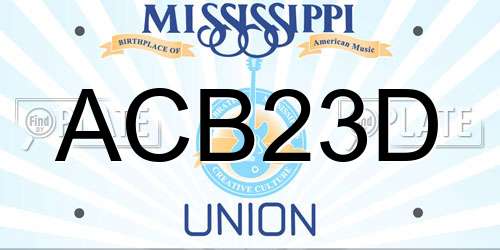 ACB23D Mississippi License Plate