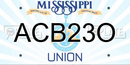 ACB23O Mississippi License Plate