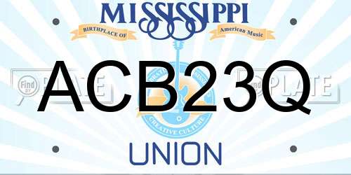 ACB23Q Mississippi License Plate