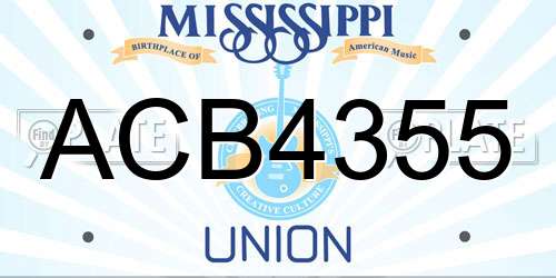 ACB4355 Mississippi License Plate