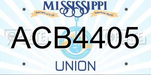 ACB4405 Mississippi License Plate