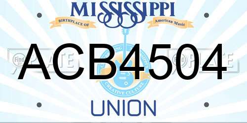 ACB4504 Mississippi License Plate