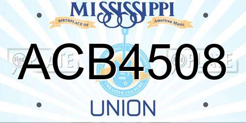 ACB4508 Mississippi License Plate