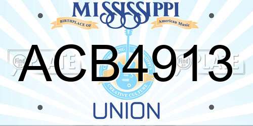 ACB4913 Mississippi License Plate