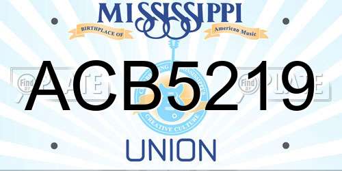 ACB5219 Mississippi License Plate