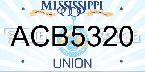 ACB5320 Mississippi License Plate