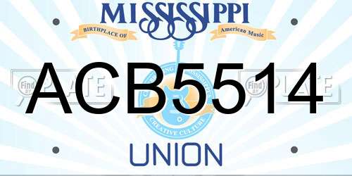 ACB5514 Mississippi License Plate
