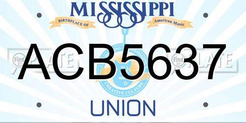 ACB5637 Mississippi License Plate