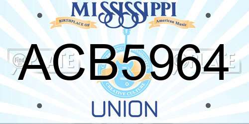 ACB5964 Mississippi License Plate