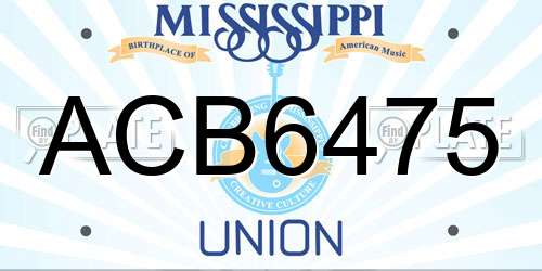 ACB6475 Mississippi License Plate