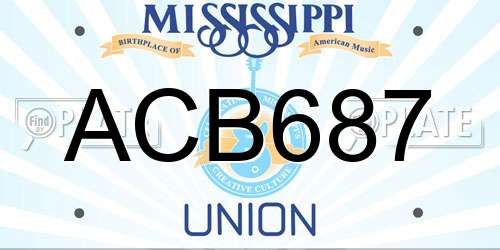 ACB687 Mississippi License Plate