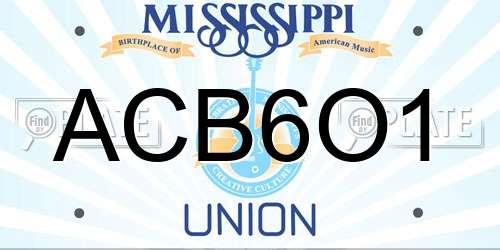 ACB6O1 Mississippi License Plate