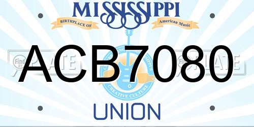 ACB7080 Mississippi License Plate