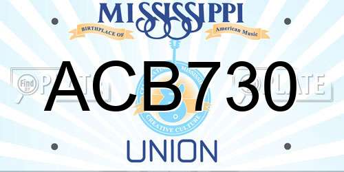 ACB730 Mississippi License Plate