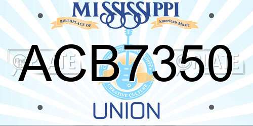 ACB7350 Mississippi License Plate