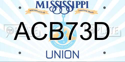 ACB73D Mississippi License Plate