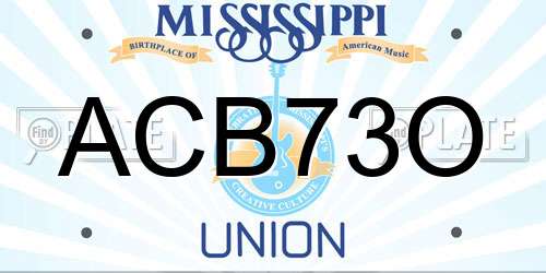 ACB73O Mississippi License Plate