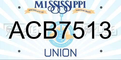 ACB7513 Mississippi License Plate