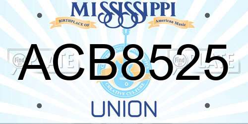 ACB8525 Mississippi License Plate