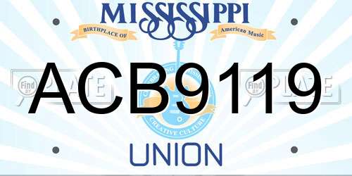 ACB9119 Mississippi License Plate