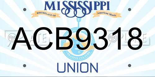 ACB9318 Mississippi License Plate