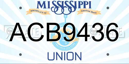 ACB9436 Mississippi License Plate