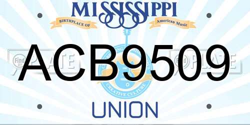 ACB9509 Mississippi License Plate