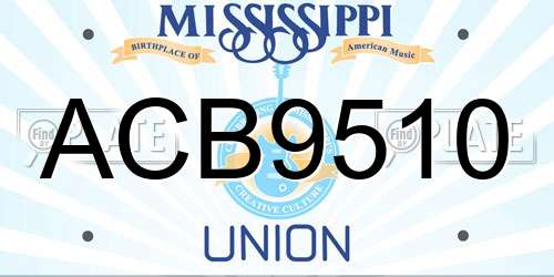 ACB9510 Mississippi License Plate