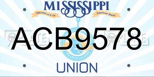 ACB9578 Mississippi License Plate