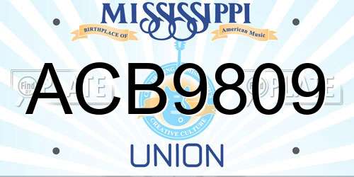ACB9809 Mississippi License Plate