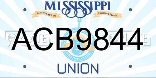 ACB9844 Mississippi License Plate